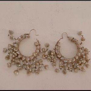 Gold Wire Seashell Hoops